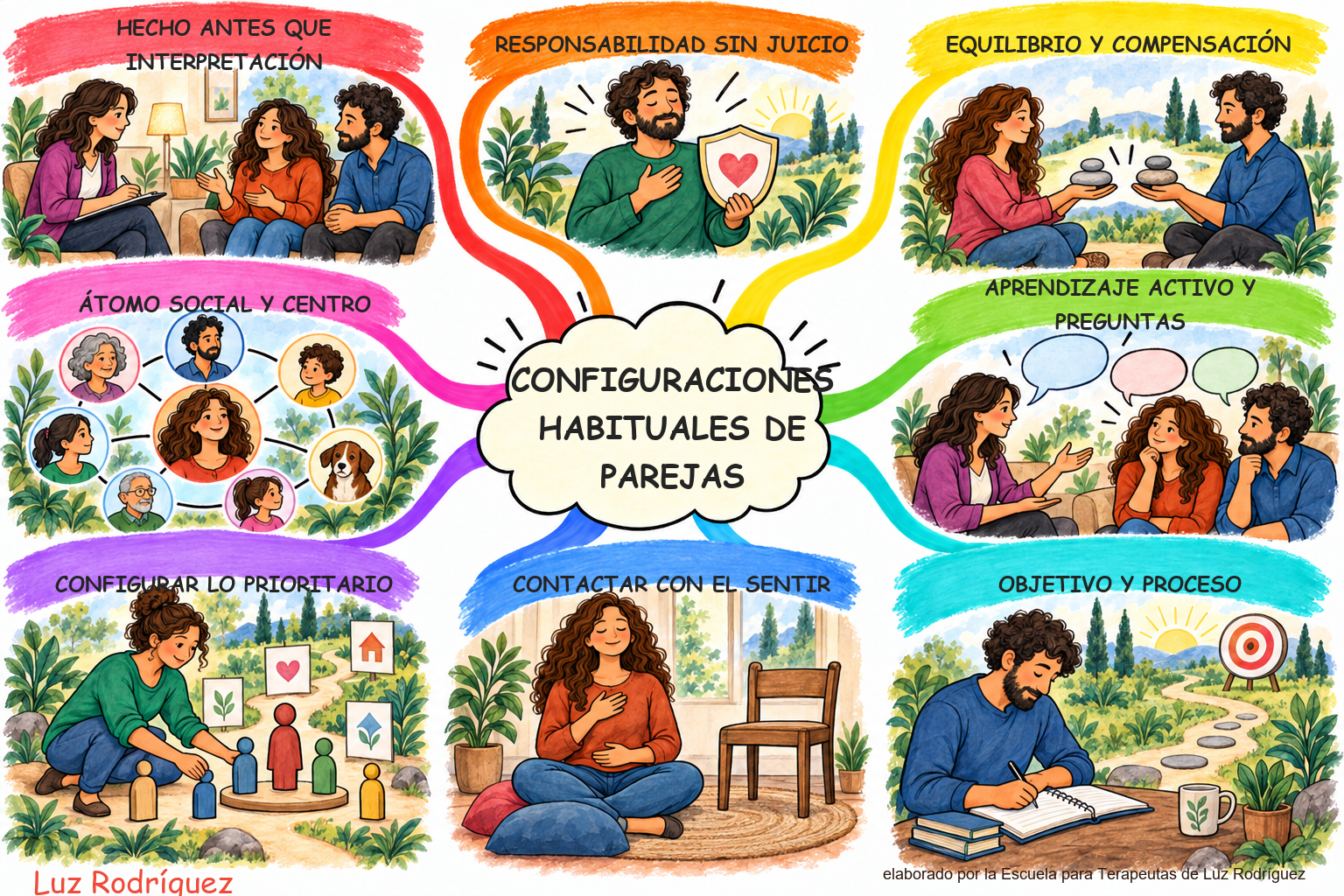 Mapa mental ilustrado de Configuraciones habituales de parejas