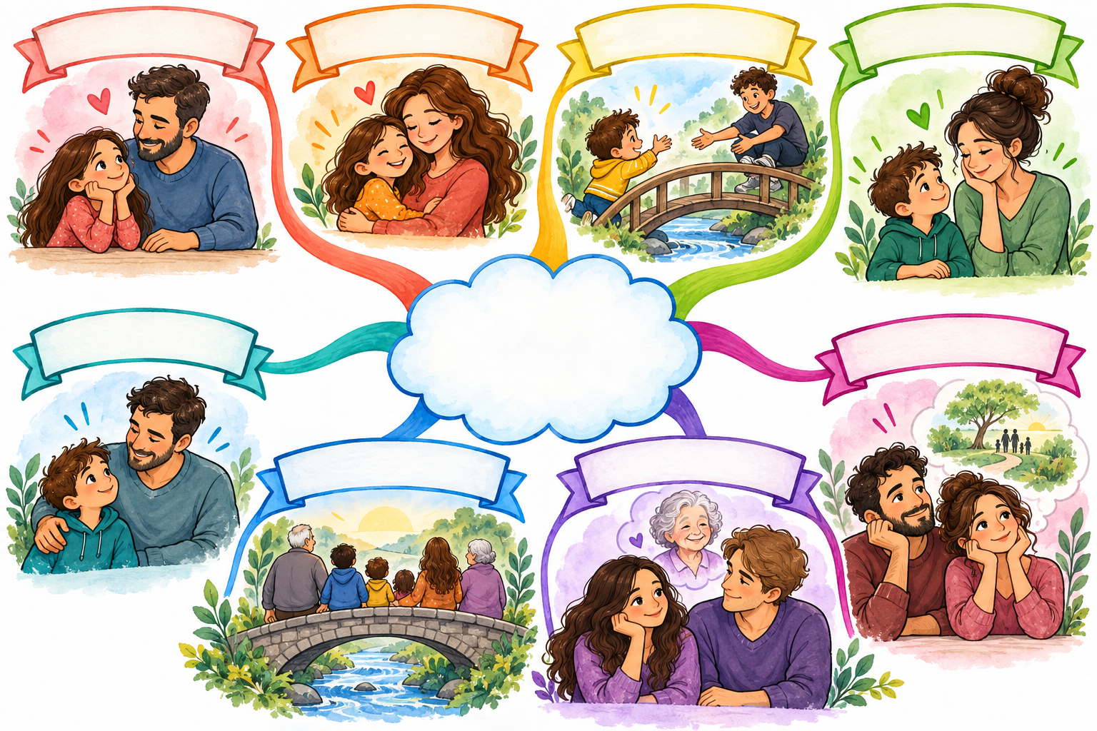 Mapa mental ilustrado de Electra y Edipo Transgeneracional
