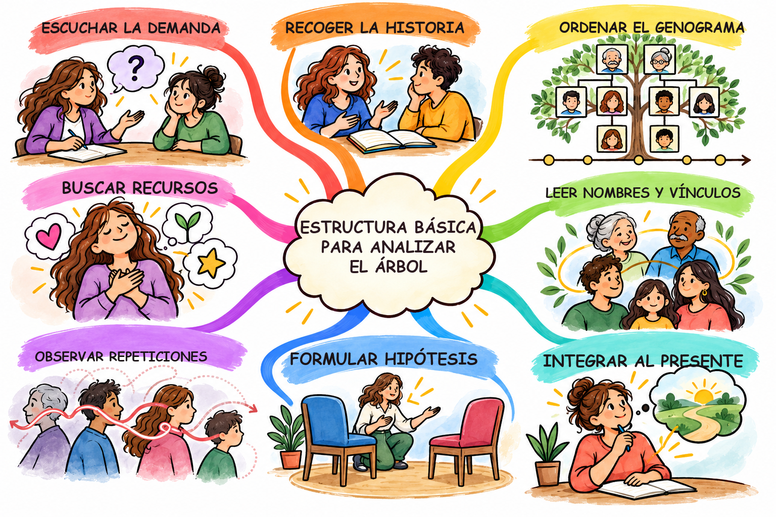 Mapa mental ilustrado de Estructura básica para análisis del árbol