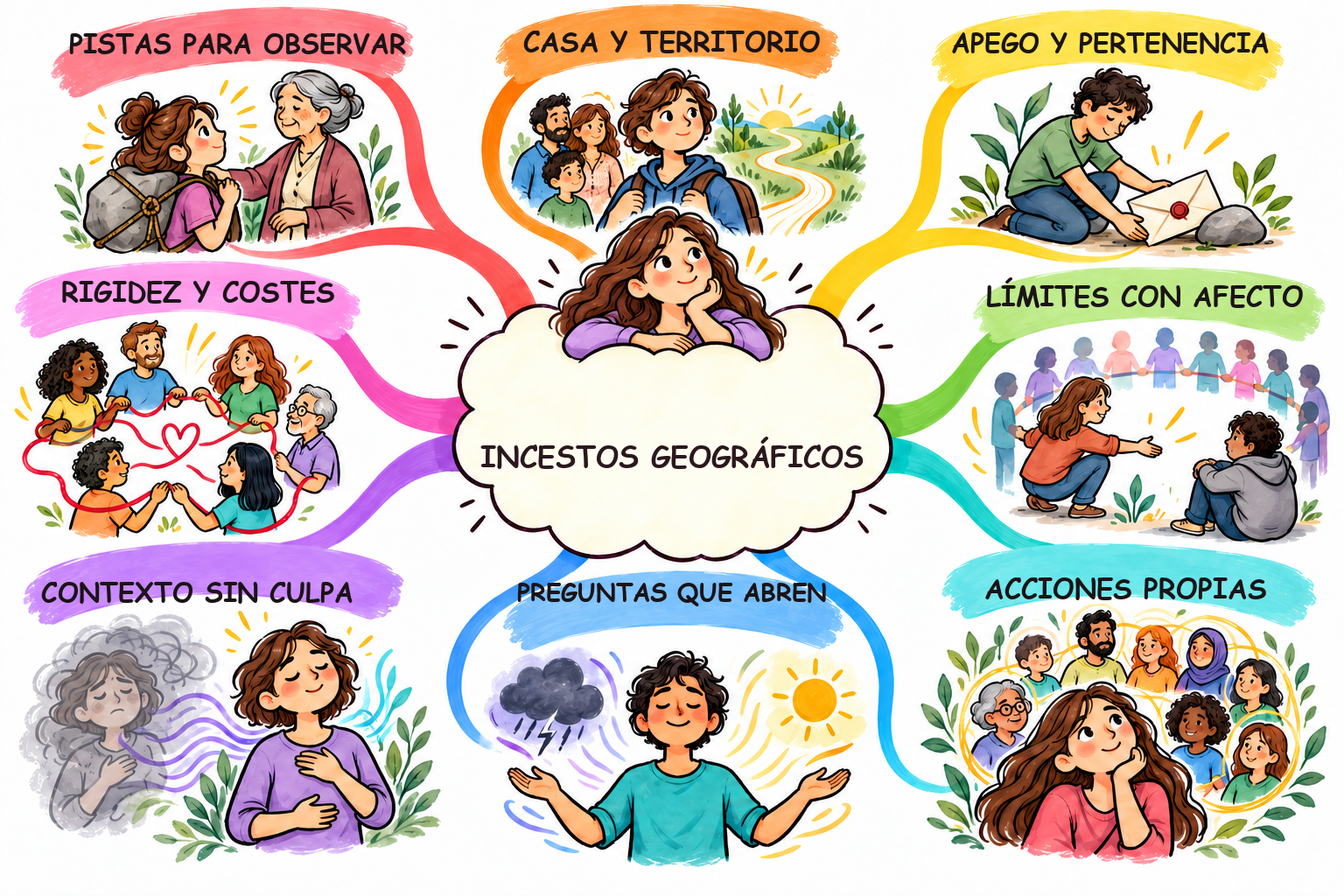 Mapa mental Style8 ilustrado de Incestos geográficos