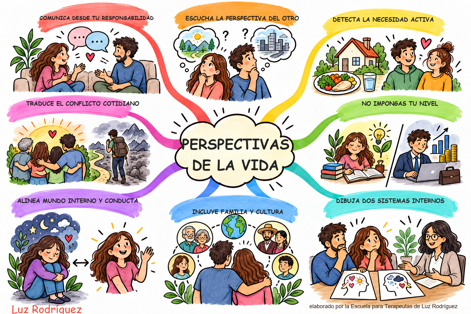 Mapa mental ilustrado de Perspectivas de la vida
