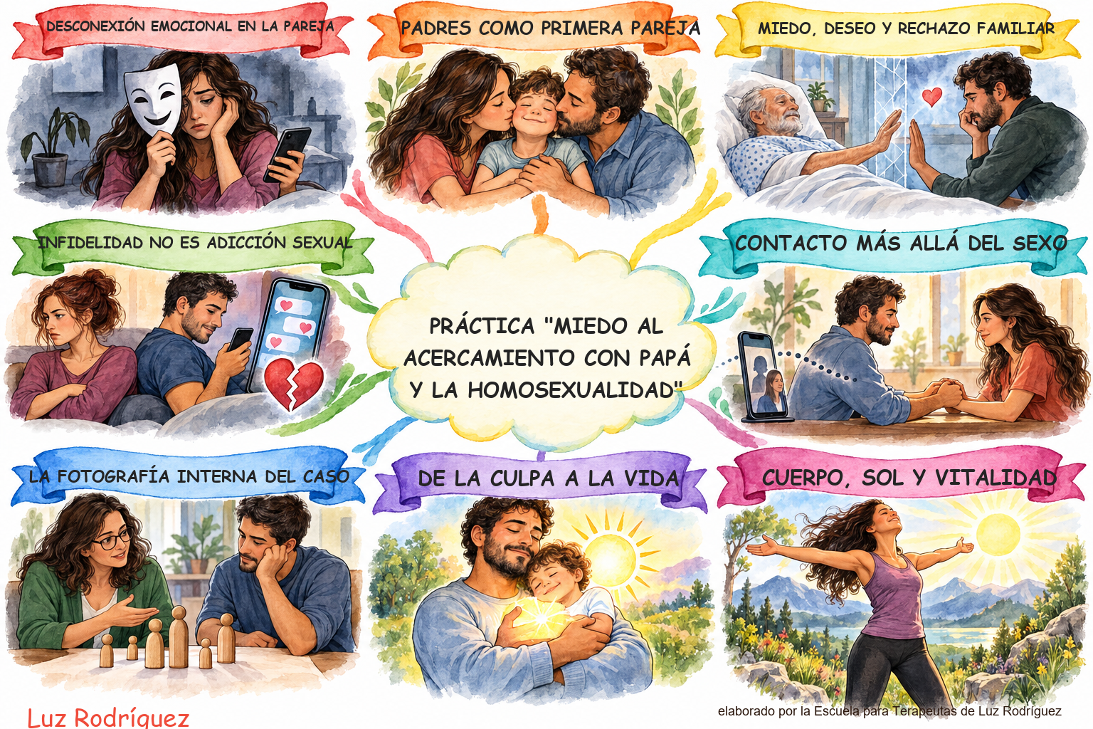 Mapa mental ilustrado de Práctica "Miedo al acercamiento con papá y la homosexualidad"